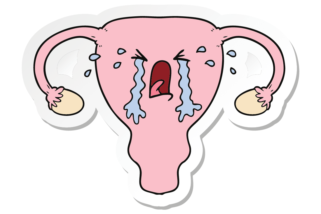 Illustrated image of a crying uterus.