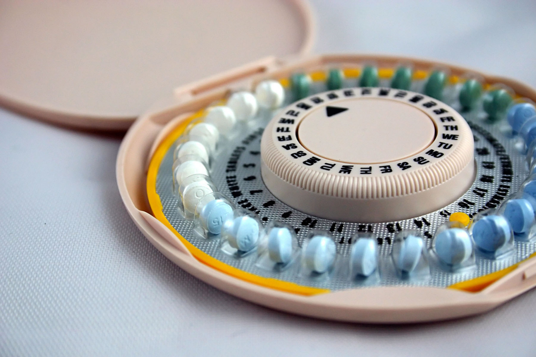 Close-up image of birth control pills