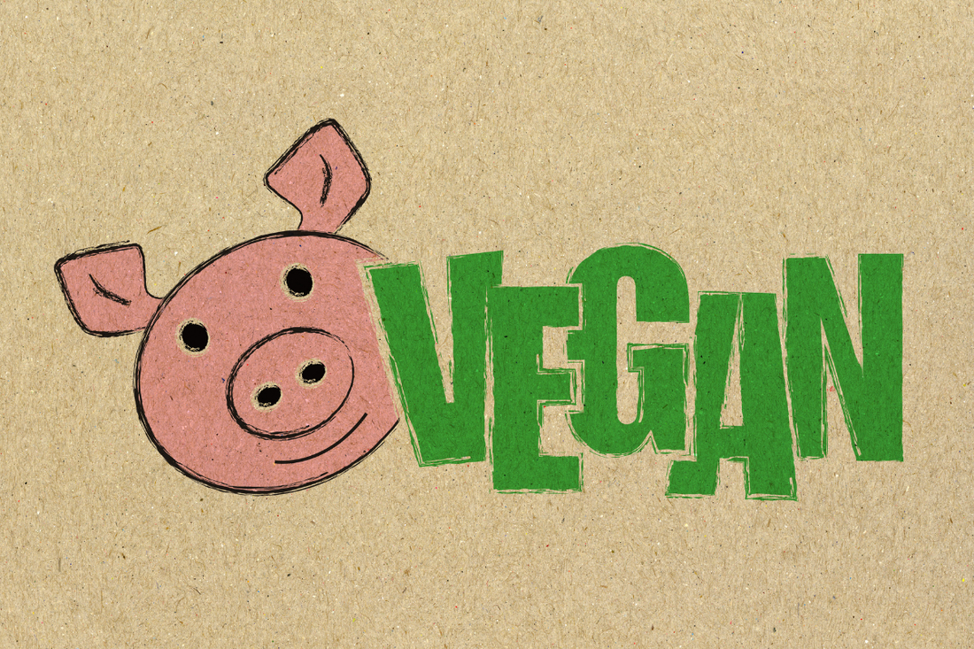 Vegan substitutes - drawing of pig next to the word 